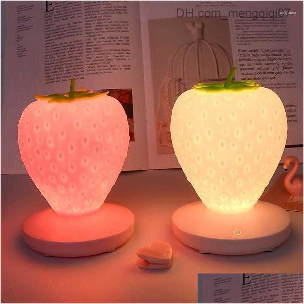 Lámparas Sombras Luces nocturnas Toque Regulable Luz LED Sile Stberry Nightlight Lámpara de noche USB para bebés Niños Regalo para niños Dormitorio Decora Dhi41