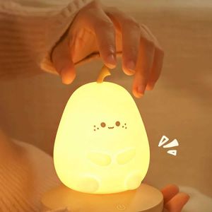 Lampes nuances silicone lumière légère mignon lapin poire lampe de chevet de chevet tactile tactile dimmable lampe de nuit rechargeable pour enfants décor de chambre bébé y240520btg4