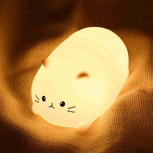 Lámparas tonos gato suave led noche luz recargable protección ocular dormitorio silicona para niños regalo de bebé wx5.30oqzv
