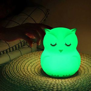 Lampes Shades Touch Capteur RVB LED OWL NIGHT LAMP TABLE lampe Batterie Propultée Silicone Bird Night Lampe Childrens Gift Y240520OITT