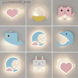 Lampen tinten wandmontage jongen of meisje kinderkamer wandlamp 3-kleuren slaapkamer nachtlamp wandlamp lamp led wandlamp Q240416