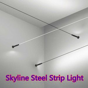 Lampen Skyline Lineaire Wandlamp Strip Familie Decoratie Zwart Wit Staal Villa Gangpad Bar Diy Lengte LED Licht Snijden Slank BlakerHKD230701