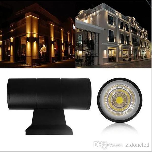 Lámparas hacia abajo de la doble cabeza de lámpara de pared al aire libre Cilindro COB 6W 10W LED LED LUZ IP65 Improbas de porche AC 85265V