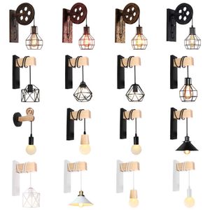 Lampen Vintage Industriële Wandlamp Schaduw Plafond Lifting Pulley Retro Loft Lamp Cafe Bar Verstelbare Blaker Armatuur Verlichting Home DecoHKD230701