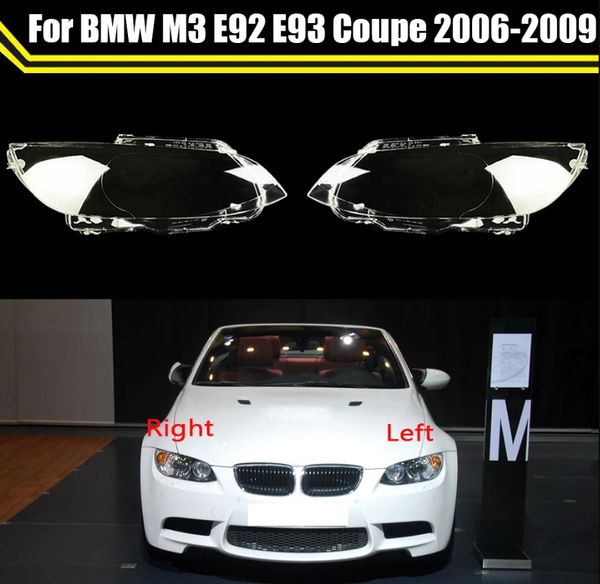 Pantalla para BMW Serie 3 2 puertas Coupe M3 E92 E93 2006-2009 cubierta de faro de coche cubierta de lámpara carcasa de lente de cristal