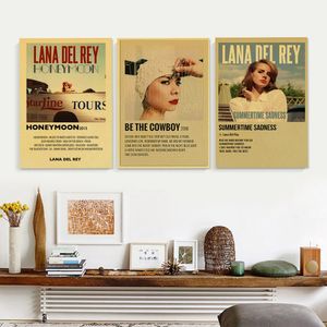 Lana del Rey Retro Music Poster Prints zangeres Album Cover Painting Vintage Home Room Bar Diy Art Wall Decoratieve schilderijen