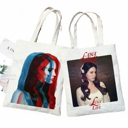 lana Del Rey Singer Fans Dames Canvas Schoudertas Canvas Tote Eco Just for Life Shop Bag Canvas Tote Bag Handtas Dagelijks gebruik W72v#