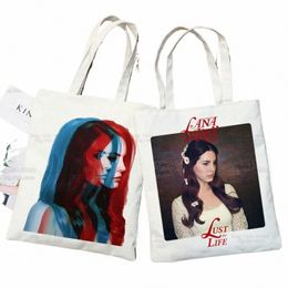 lana Del Rey Singer Fans Dames Canvas Schoudertas Canvas Tote Eco Just for Life Shop Bag Canvas Tote Bag Handtas Dagelijks gebruik v8tn#