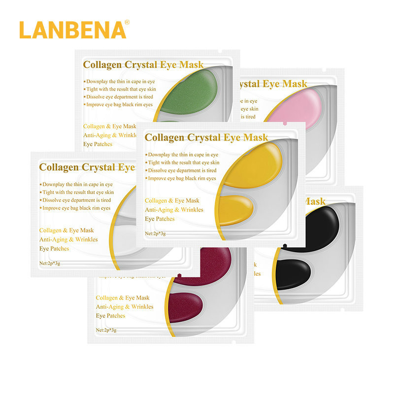 LANBENA 1 Pair Crystal Collagen Eye Mask Eye Patches Eye Pads for Repair Dark Circles Remove Gel Mask