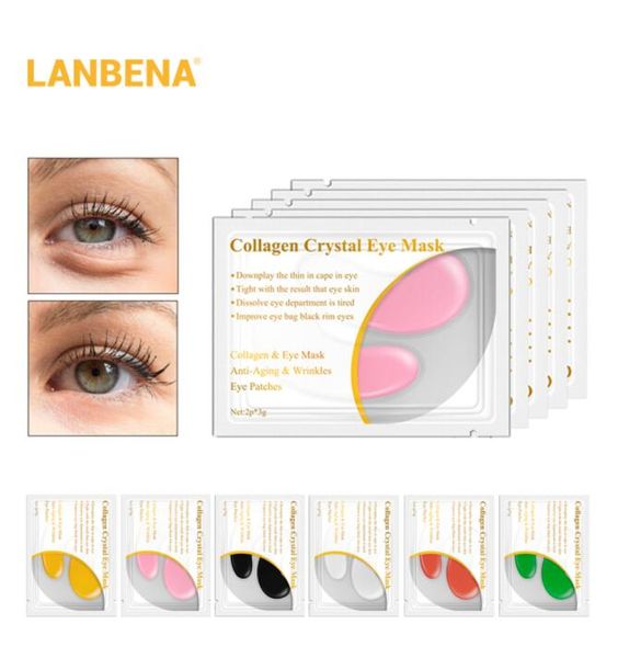 Lanbena – masque pour les yeux au collagène cristal doré 24 carats, patchs pour les yeux, cernes, poches, élimine les poches, soins pour la peau