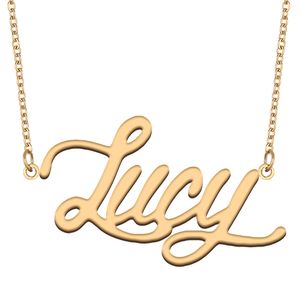 Lucy naamkettingen hanger 18k verguld roestvrij staal op maat gepersonaliseerd voor dames meisjes kinderen beste vrienden moeders geschenken