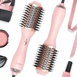 LANDOT Brosse pour sèche-cheveux chauds : brosse à air chaud améliorée Plus 2.0, sèche-cheveux en une étape, styler et volumateur 4 en 1 pour sécher, lisser, boucler, volumiser les cheveux.