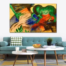 Landschapskunst canvas reproductie groen paard Franz Marc schilderij handgemaakt modern decor