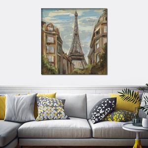Toile de paysage Art abstrait Un moment à Paris I Oeuvre peinte à la main Décoration de maison romantique