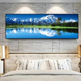 Paysage Snow Mountain Lake Nature Canvas PEINTURE APPOSTERS ET IMPRESS