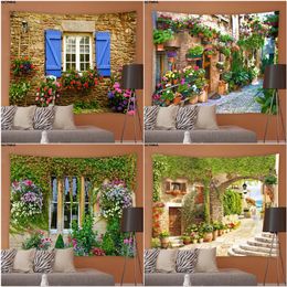 Paysage tapisserie de rue plantes fleurs paysage salon chambre tapisse hippie jardin fond de murs nappes décor 240516