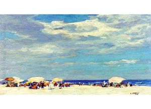 Paisajes, pinturas al óleo, Edward Henry Potthast Beach Scene II, obra de arte abstracto para decoración del hogar 6401045