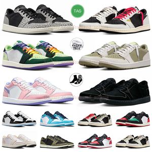 2024 Nouveau Jumpman 1 Low Basketball Chaussures Traviss Scott 1S Cactus Jack Doerbecher Noir Phantom OG Golf Olive Reverse Mocha Arctic Punch Jaune Hommes J1 Travis Baskets