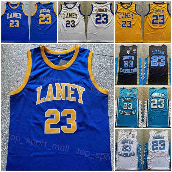 Laney Bucs High School 23 Michael Jerseys Baloncesto universitario Universidad de Tar Heels de Carolina del Norte Para fanáticos del deporte Costuras de algodón puro Negro Azul Blanco Amarillo NCAA