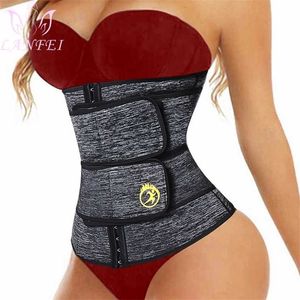 LANFEI Neopreno Adelgazante Entrenador de cintura Corsé para mujer Pérdida de peso Cinchers Trimmer Entrenamiento Fitness Sauna Sudor Body Shapers Cinturón 211218