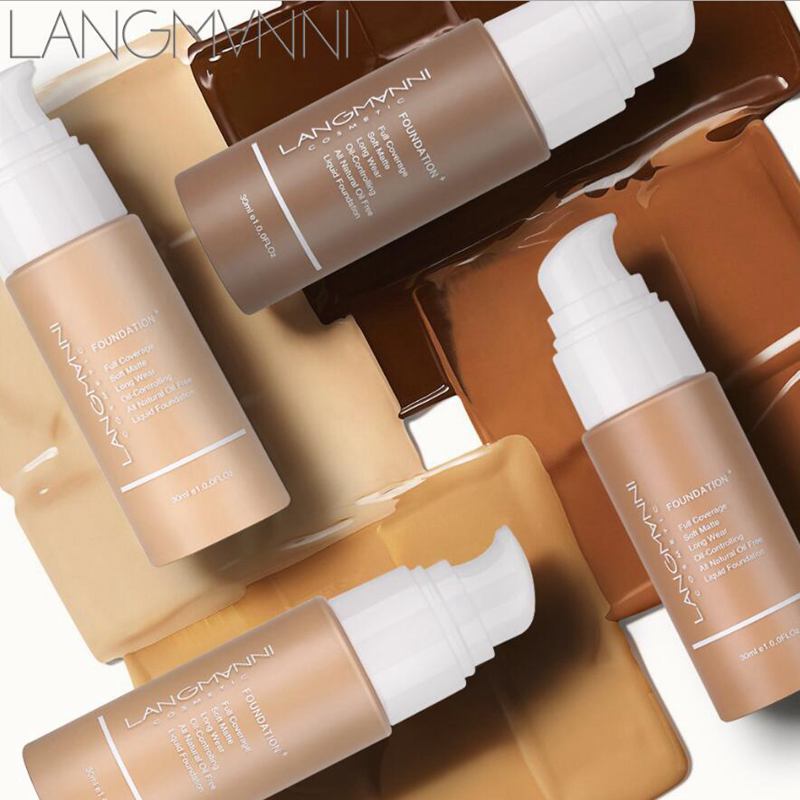 Langmanni 30ml Fundacja płynna Soft Matte Concealer 13 Kolory Podkład Baza Profesjonalna twarz Make Up Foundation Contour Paleta