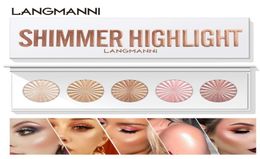 LANGMANNI 5 couleurs surligneur Palette maquillage visage Contour poudre bronzant maquillage fard à joues professionnel Blush Palettes cosmétiques9519894