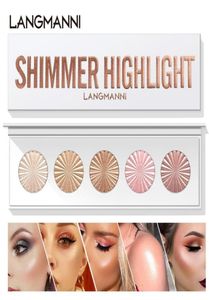 Langmanni 5 colores Paleta de resaltación Magno de maquillaje Contour Powder Bronzer Make Up Blusher Professional Blush Palettes Cosmetics6014241