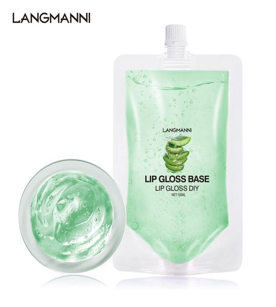 Langmanni Aloe Lip Gloss Base Base Gel 100ml antiadherente antiadherente bricolaje de labios DIY Handmosses Lips Balm Balm Plumper4657508