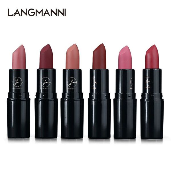 LANGMANNI mate Impermeable Nutritivo Terciopelo lápiz labial Tinte Rojo Desnudo batom maquillaje set 6 colores para la opción