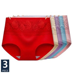 LANGSHA taille haute 3 pièces/ensemble culotte de contrôle sans couture femmes minceur slips corps Shaperwear sous-vêtements coton doux Lingerie L XXL 220512