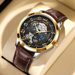 Langsuo montre un nouveau double face à double face creux entièrement automatique Watch Core Tourbillon Watch mâle tiktok