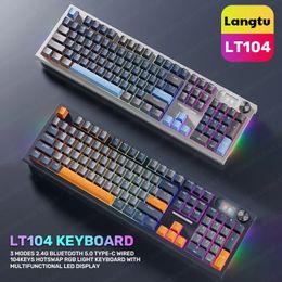 Langtu LT104 Gaming Mechanisch Toetsenbord 104Key 2.4G Draadloos Bluetooth Bedraad Toetsenbord RGB Swap Gamer sem fio teclado mecanino 240304