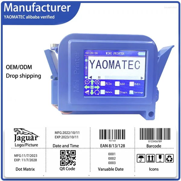 Idioma Pantalla táctil de 12,7 mm QR Código de lote de barras Fecha Logotipo Etiqueta de caducidad Mini impresora portátil de inyección de tinta térmica