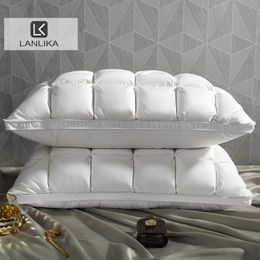 Lanlika blanc 100% goose bown oreiller cou coton coque coton 3d style rectangle reine king lit pour cadeau 231221