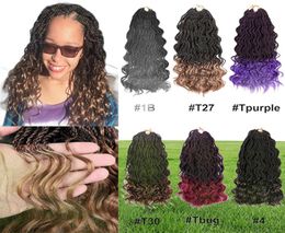 Lans 14 inch Senegalese haakhaar paarse ombre Braiding Hair Wave Ends Synthetische nieuwe stijl Thin Crochet Braids Jumbo Bund1916335