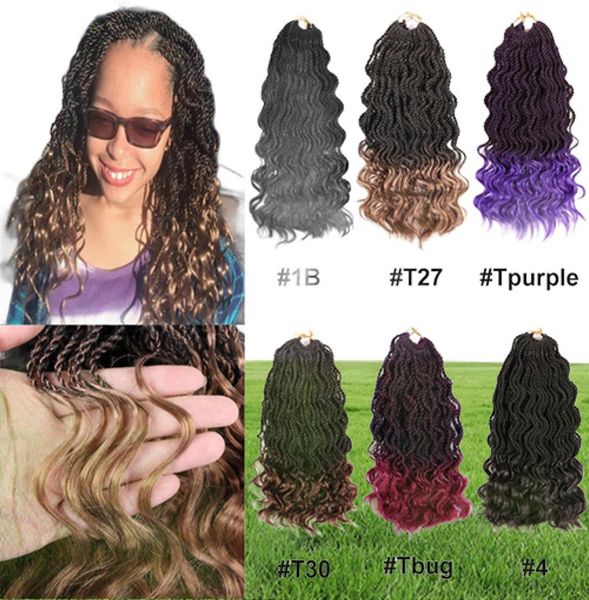 Lans 14 pouces sénégalais Crochet cheveux violet Ombre tressage cheveux vague extrémités synthétique nouveau style mince Crochet tresses Jumbo Bund7963416