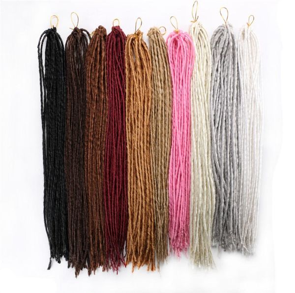 LANS de 20 pulgadas Extensiones de cabello sintéticas Decas 24 hilos 100gpc trenzas de crochet cabello blanco rubio negro color ls351769736