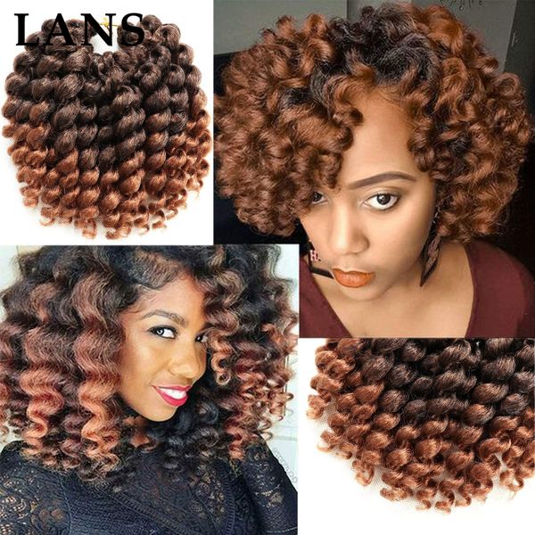 2X Ringlet Wand Curl Hair 8 pouces Cheveux Synthétiques Crochet Tresses Collection Africaine 22 racines / pcs LS08
