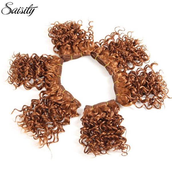 Lans 6 pouces brésilien crépus bouclés cheveux paquets tissage synthétique 110gpcs Ombre Extensions de cheveux courtes tresses africaines naturelles LS162380986