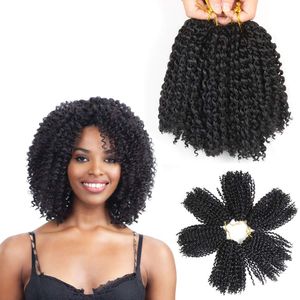 8 pouces Marlybob Crochet Tresses Extension de Cheveux Ombre Couleur Synthétique Crépus Bouclés Tressage Extensions 3 Bundles/Lot LS05