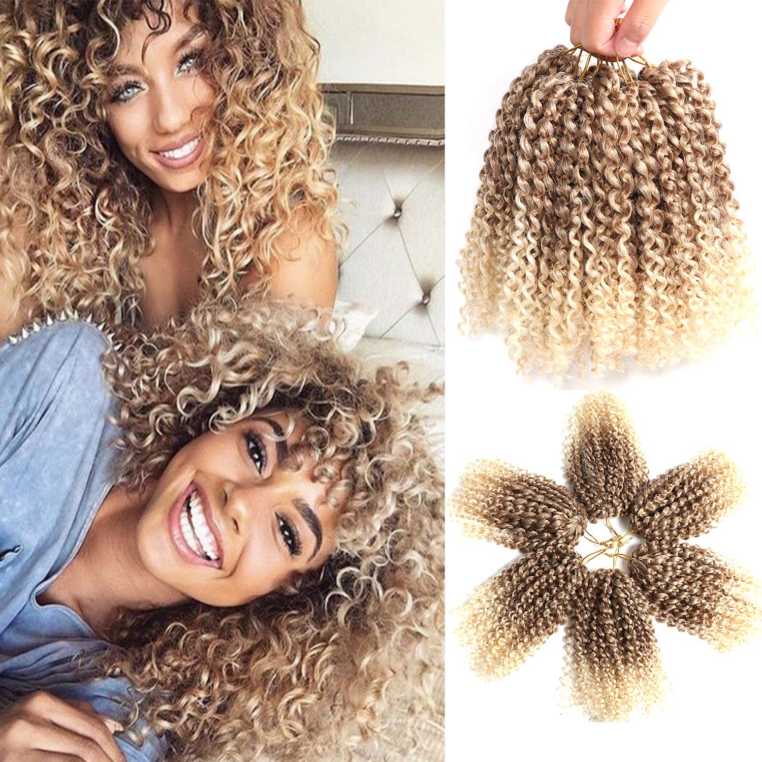 8 Inch Passion Twist Hair Short Marlybob Crochet Hair Synthetic Ombre Braiding Hair Extensions Small Afro Kinky Curly Twist Braid LS05
