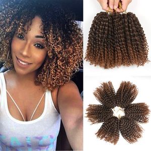 8 inch korte marlybob gehaakte vlechten haar passie twist hair extensions 3 bundels/lot synthetische ombre vlechten kleine afro kinky krullende vlecht ls05