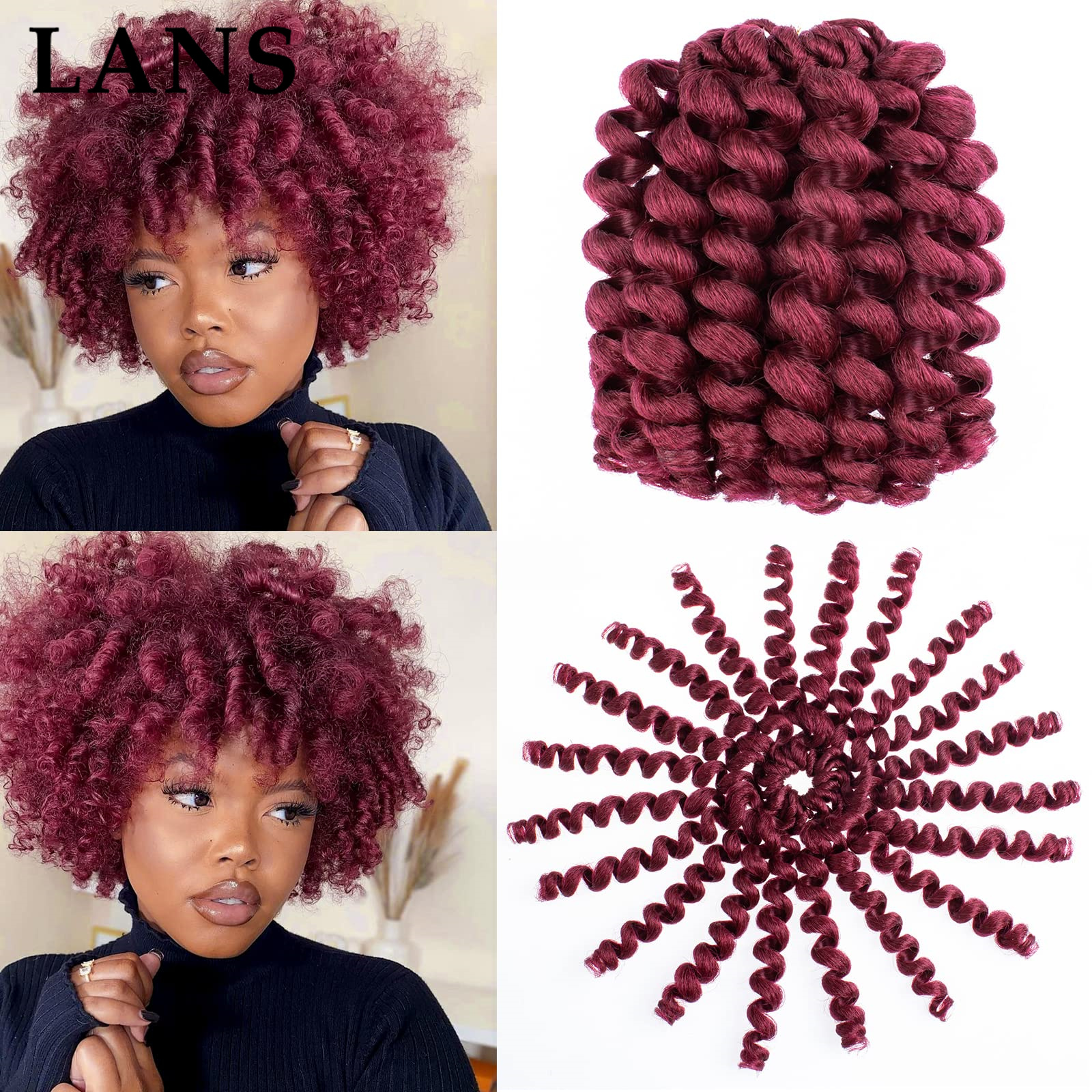 Wand Curl Crochet Braids Hair 2X Ringlet Wand Curl 8 inch Jamaican Bounce curl Twist Braiding hair extension 20strands/pack LS08