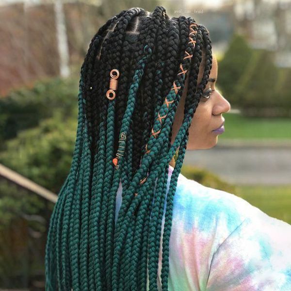 Lans Jumbo Tresse Cheveux Synthétique Ombre Couleur 24 Pouces 100 g/pcs Boîte Tresse Cheveux Blonde Rose Vert Tresses Africaines