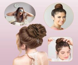 LANS Extensiones de moño de pelo desordenado 3 UNIDS / LOTE Postizo de moño sintético ondulado y rizado Scrunchies Scrunchy Updo Postizo para mujeres LS142638405