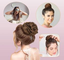 LANS Messy Hair Bun Extensions 3PCS LOT Bouclés Ondulés Synthétique Chignon Postiche Chouchous Scrunchy Updo Postiche pour les femmes LS147768582