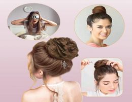 LANS Messy Hair Bun Extensions 3 STKS VEEL Krullend Golvend Synthetische Chignon Haarstukje Scrunchies Scrunchy Opgestoken Haarstukje voor vrouwen LS143672797