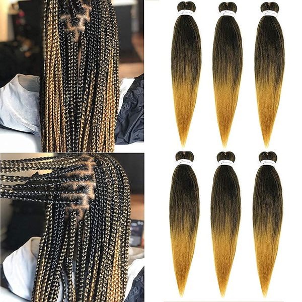 Ombre Easy Braid Pre Estirado Trenzado Cabello 26 pulgadas 90 g / pcs dos Tonos Color Profesional Ajuste de Agua Caliente Fibra Sintética Cabello de Ganchillo