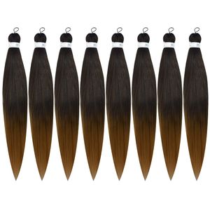 Lans Ombre cabello trenzado preestirado 26 ''extensiones de cabello trenzado de mezcla de colores sedosos, trenzas de pelo de ganchillo sintético, textura Yaki