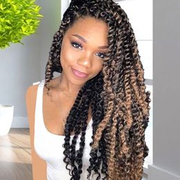 LANS Passion Twist Haar 24 inch Water Wave Passion Twist Gehaakte Vlechthaar 100 g/stks Synthetische Vlechten Godin Locs Lang Boheems Locs Haar LS01